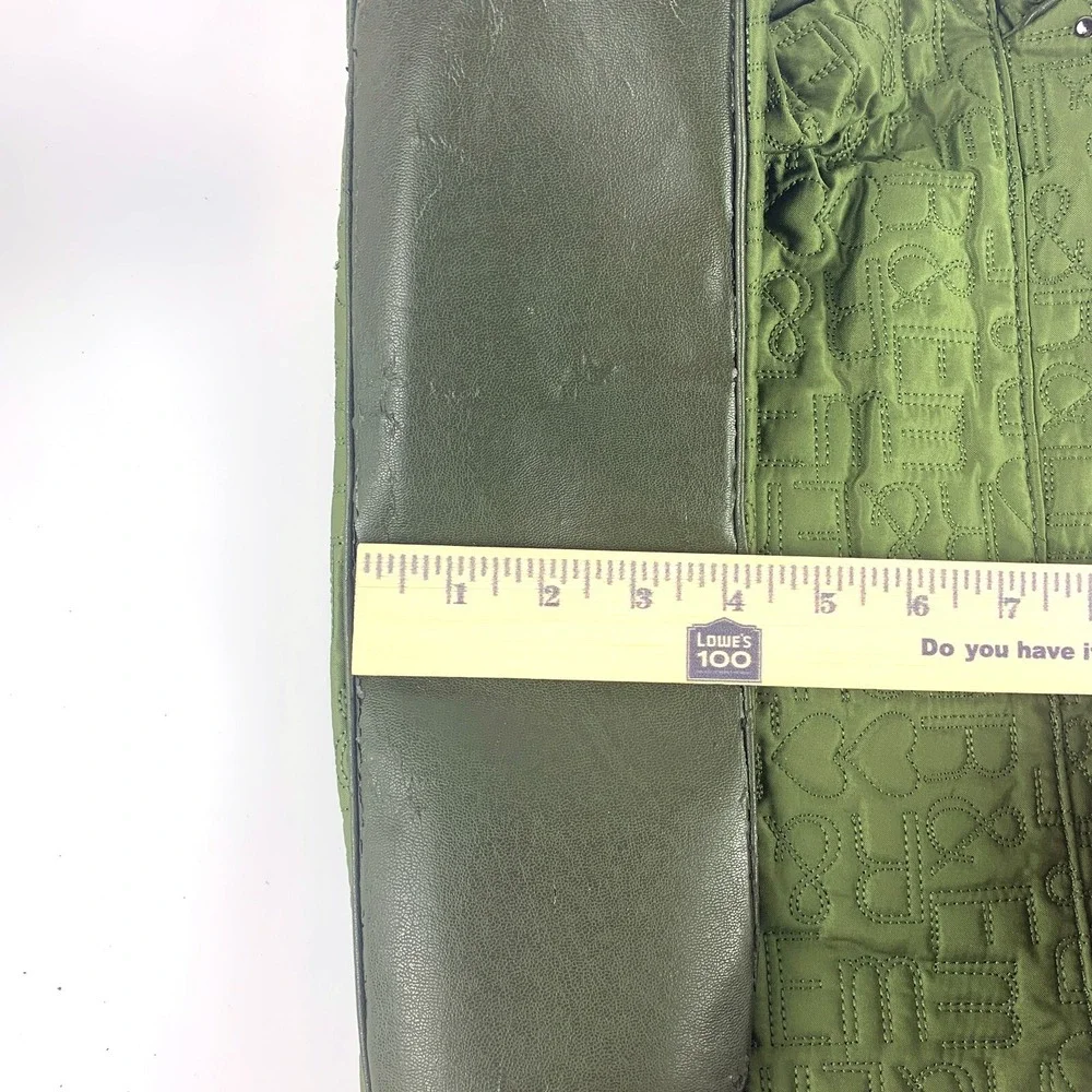 R & Em Green Quilted Messenger‎ Bag Studded Trim School Computer Sling SEE/READ